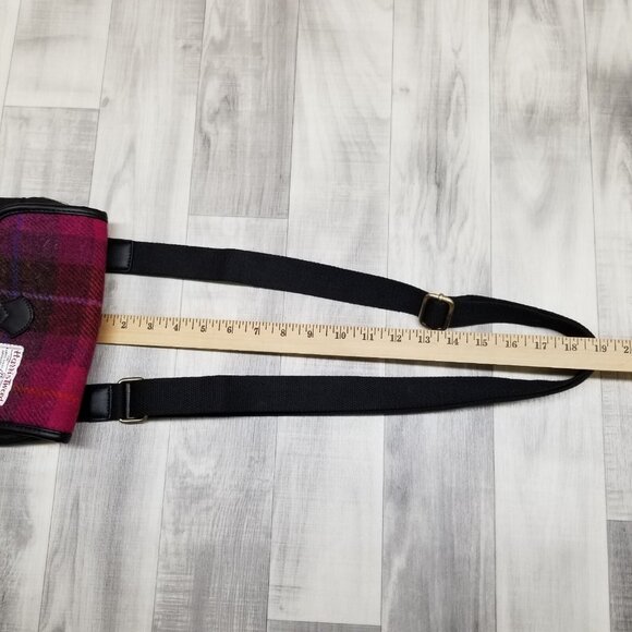 ✅Harris Tweed & Canvas Adjustable Crossbody Bag Hand Woven Black Pink Plaid - Picture 10 of 11